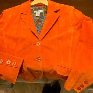 Vibrant orange suede leather blazer size L